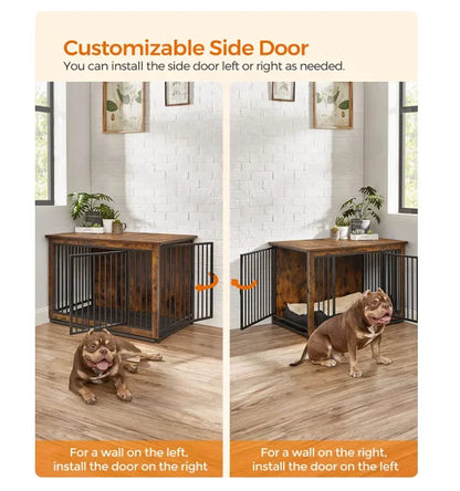 Customized Dog Crate Furniture Wooden Dog Crate Table Furniture Style Indoor Pet Crate With Double Doors