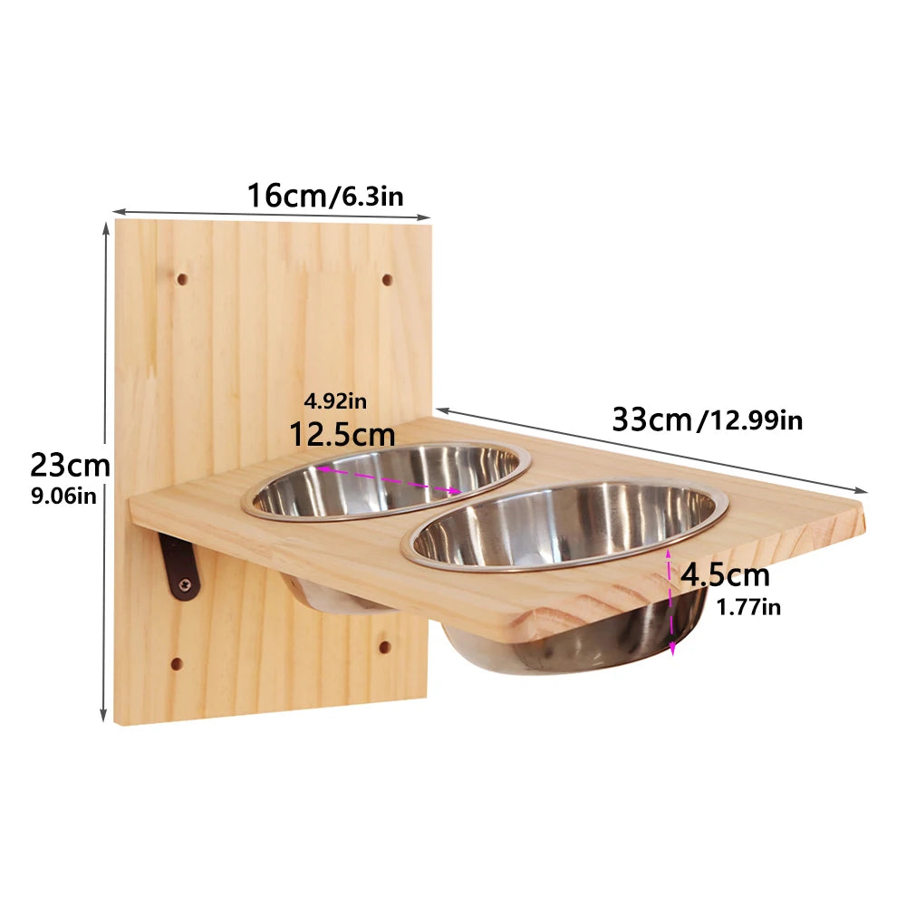 Cat wall furniture cat bowl feeding rack stainless steel double bowl dog-proof cat feeding station suitable for cats to eat