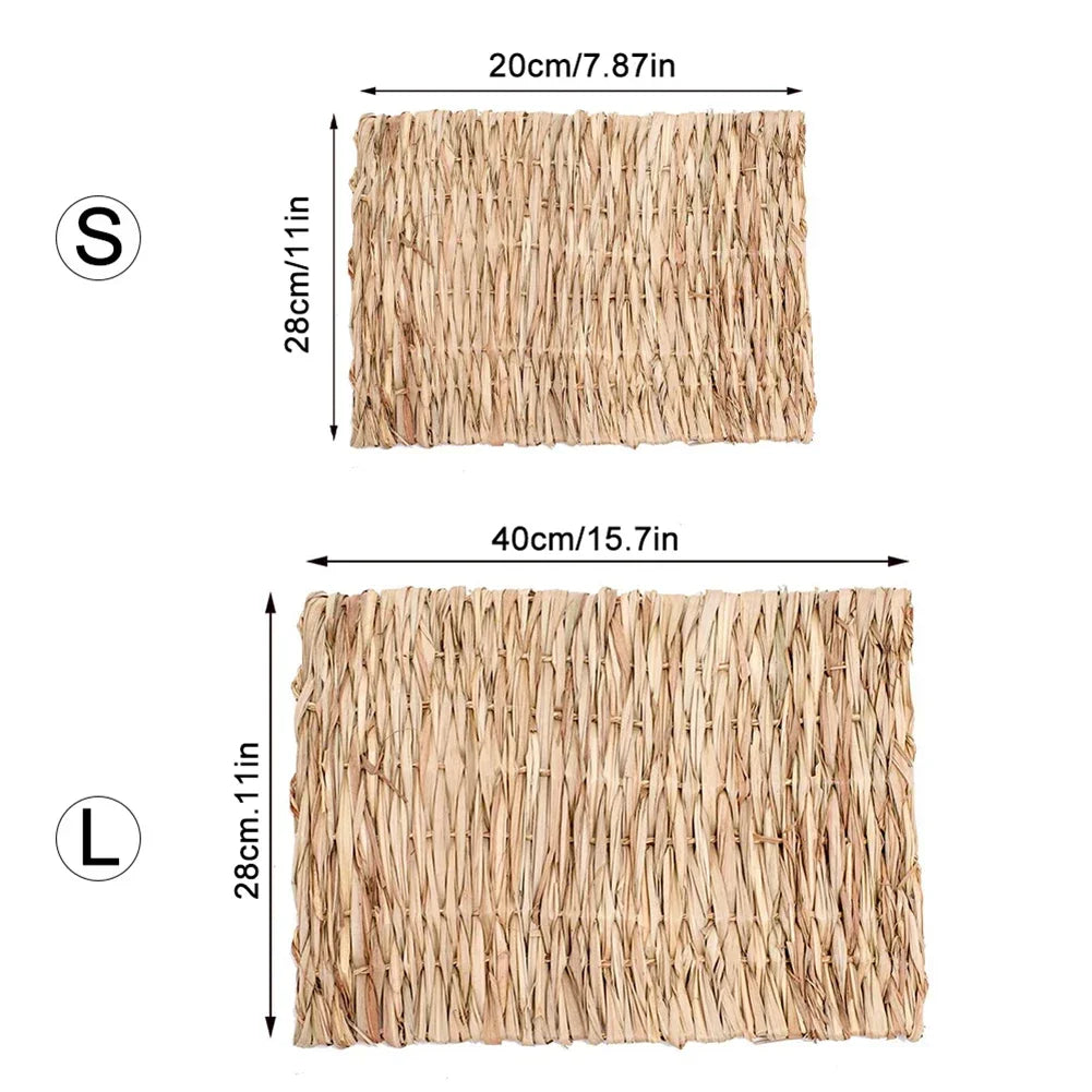 Pet Grass Mat Rabbits Bunny Mat Natural Straw Bedding Resting Cage Mat For Guinea Pig Parrot Chinchilla Hamster Rat