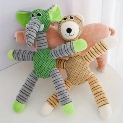 Dog Plush Toys. Spiral Bite Resistant Doll. Elephant,Pig,and Teddy Bear Designs,Interactive Toys for Small and Medium-sized Dogs