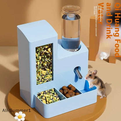 【E】2-in-1 Automatic Hamster Automatic Feeder Water Dispenser Multi-functional Small Pets Drinking And Feeding Food Container