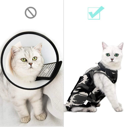 Cat Clothes Cat After Surgery Recovery Suit for Surgical Abdominal Wounds, E-Collar & Cone Alternative Pet Body Vest