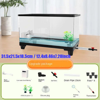 Fish Tank Ecologic Aquarium Turtle Tank Lighting Filter Amphibians Open Breeding Box Bottom Drainage Watertank Ecosystem