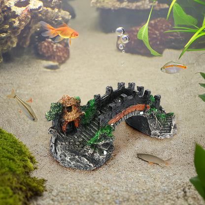 Resin Aquarium Artificial Bridge Decoration Small Arch Pavilion Fish Tank Landscape Ornaments For Realistic Underwater Scenery