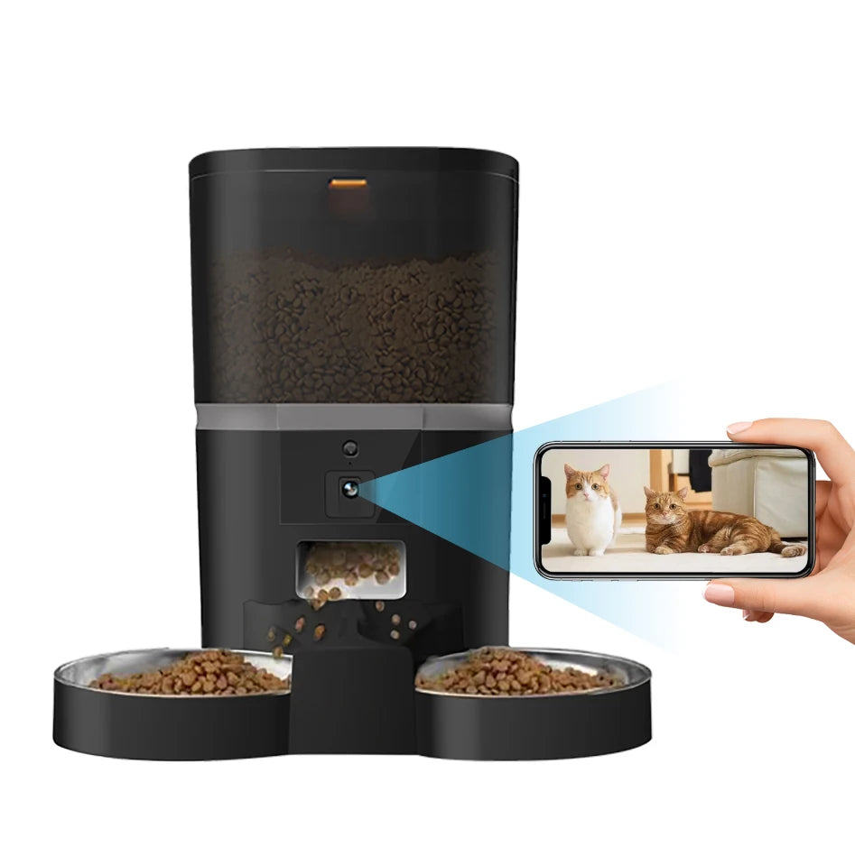 4L Smart 5v USB Automatic Cat Feeder With Camera Video Cat Dry Food Dispenser Pet Smart Voice Recorder Auto Feeder With Stainles