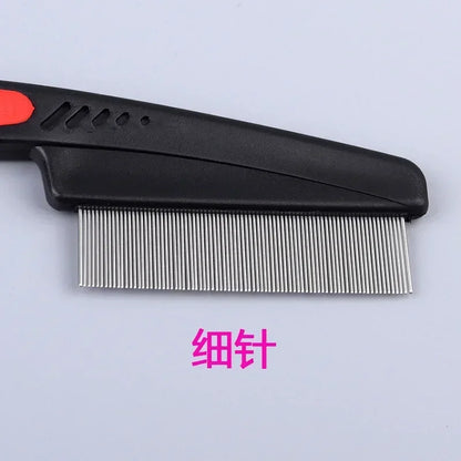 Dog Cat Grooming Comb - Teeth Shedding, Hair, Flea & Lice Removal, Stainless Steel, Deworming, Opening Knots