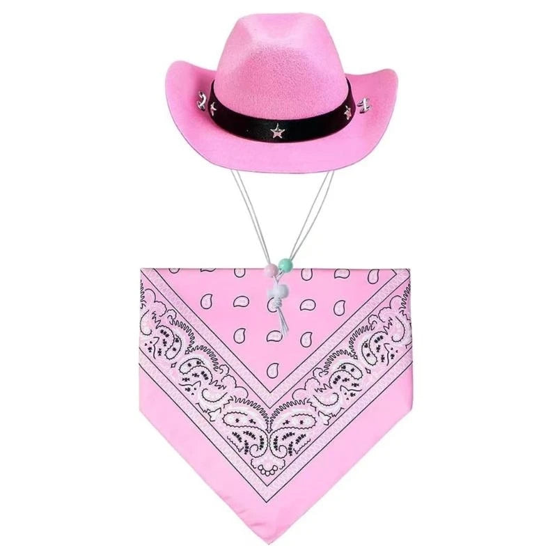 Dog Costume Hat Bandanas Halloween Theme Party Dog Cowboy Hat Cosplay Accessory