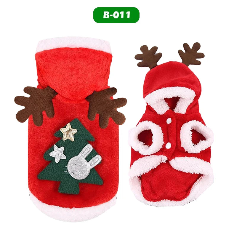 Dog Christmas Clothes Pets Clothing Santa Costume New Year Cat Outfits Xmas Deer Hat Puppy Coat Hoodie Party Apparel