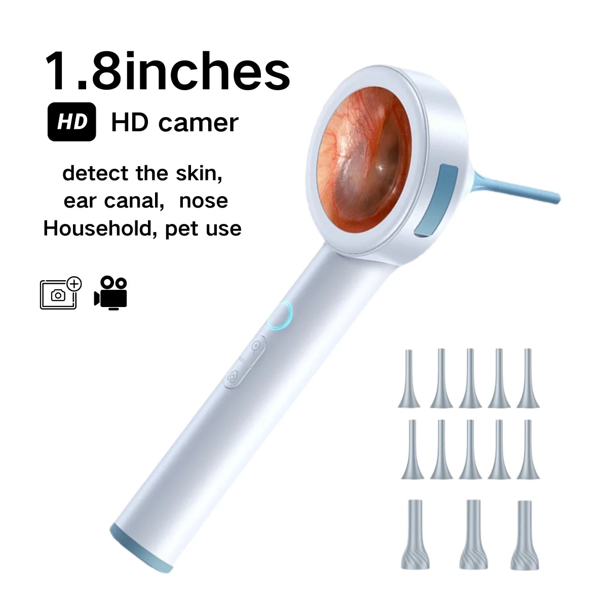 HD Visual Ear Cleaner 1.8’’ Screen Ear Camera  Instant On/Record, Home & Pet Otoscope for Kids/Adults/Dogs/Cats,