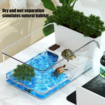 Aquatic Turtle Tank Reptile Habitat Box Transparent Small Tortoise Breeding Box for Reptile Crab School Science Class Nature