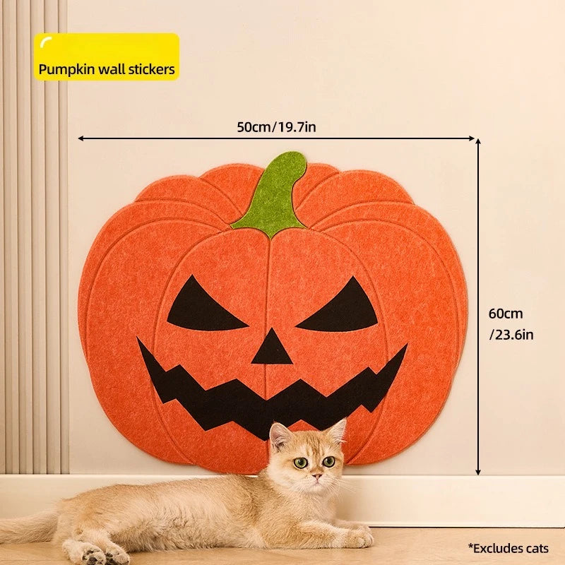 Scratch-Resistant Cat Scratcher, Felt Wall Stickers - Christmas & Halloween Themes, Non-Shedding, Self-Adhesive, Wall-Mountable
