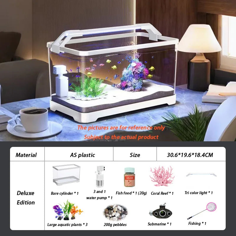 Acrylic Aquariums Small Fish Tank Household Desktop Decoration Fishbowl Transparent Aquarium Fish Breeder Box with Light
