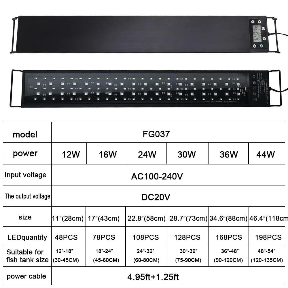 24/7 Lighting Aquarium LED Light full Spectrum Extendable Timer Adjustable Brightness Fish Tank Light Aquariums Decoration Lamp