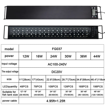 24/7 Lighting Aquarium LED Light full Spectrum Extendable Timer Adjustable Brightness Fish Tank Light Aquariums Decoration Lamp