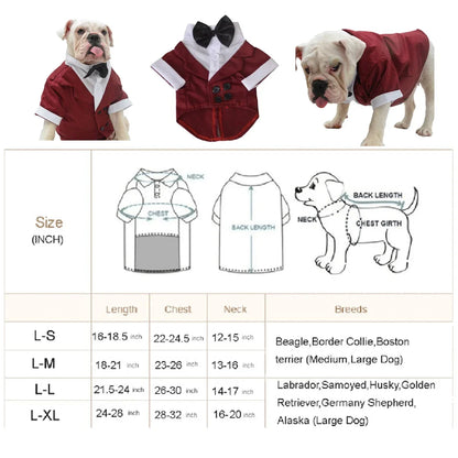 Halloween Dog Costume Pet Formal Tuxedo Dress & Wedding Suit Big Dog Clothes with Black Bow Cosplay Large Pet Clothing for Party