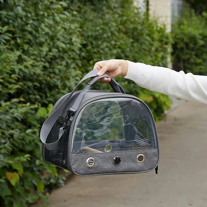 Bird Travel Carrier Backpack-Portable Foldable Parrot Bag with Perch Cage Side Window Design Small Pet Travel Supplies for Birds