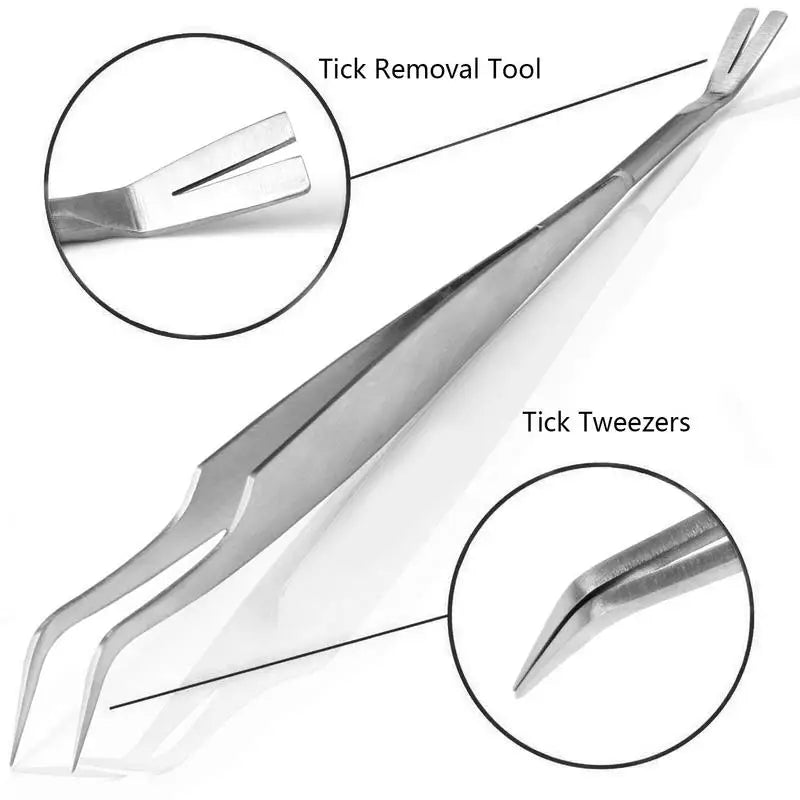 Professional Tick Removal Tool Stainless Steel Tick Tweezers For Cat Dog Quick Effectively To Remove Fleas Louses Ticks For Pets