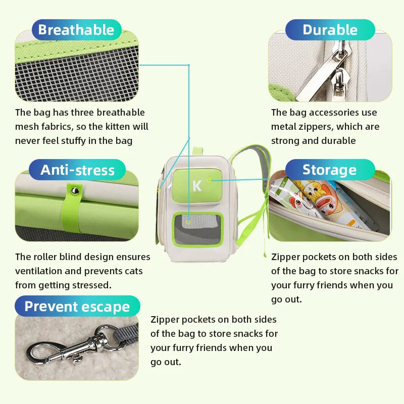 Cat Carrier Bag Pet backpack cat Transporter Travel Extended Breathable Large Space Foldable Moving Bag Outdoor Dog Carriers
