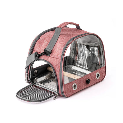 Small Bird Travel Carrier Portable Parrot Parakeet with Standing Side Access Window Foldable Outdoor Carry Bird Carrier Bag