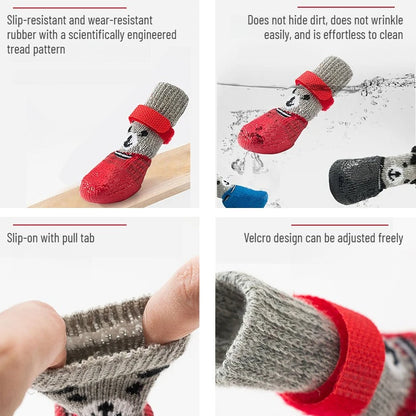 Warm Anti-slip Soft-soled Shoes for Dogs in Winter Puppy Essentials Silicone Rain and Snow Outdoor Socks Dog Shoes Waterproof
