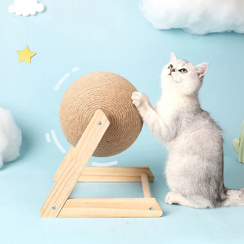 Cat Cratchers Ball Toys Sisal and Wood Stable Triangle Cats Indoor Stuff Sturdy Scratching Cool Scratch on Stand Spin