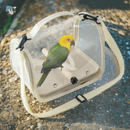 Portable Bird Carrier Bag Breathable Mesh Wooden Stand Parrot Out Bag Folding Large Capacity Bird Transport Cage Shopping Trips