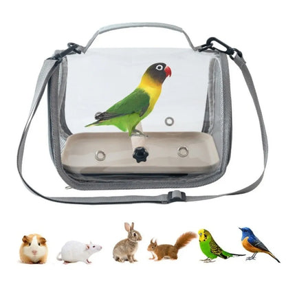 Portable Bird Carrier Bag Breathable Mesh Wooden Stand Parrot Out Bag Folding Large Capacity Bird Transport Cage Shopping Trips