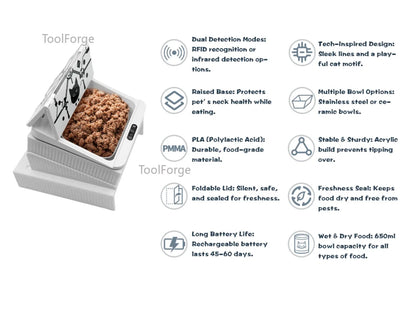Smart Automatic Pet Feeder With  Sensor, Elevated Base, and 650ml Capacity for Wet & Dry Food