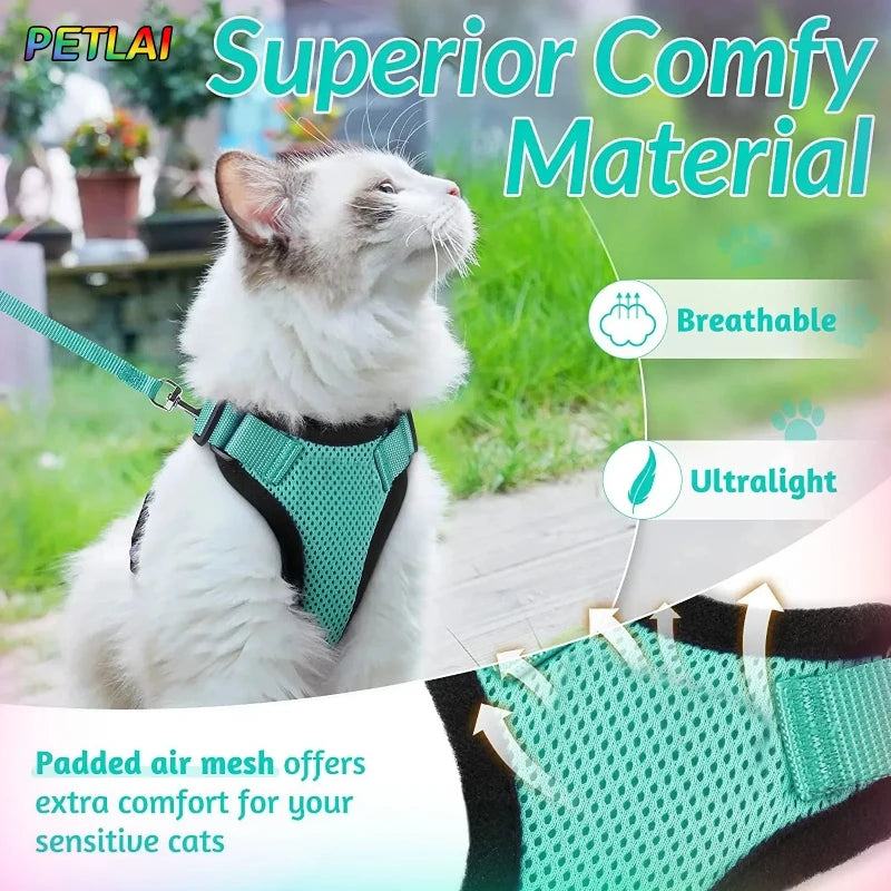 Cat dog collar vest harnesses leash Outdoor walk pet Anti-escape reflective kitten collar small dog chest breathable leashes