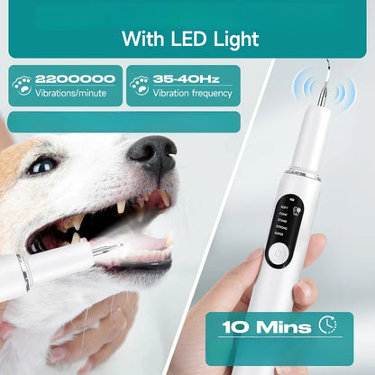 Cat Dog Dental Cleaner with USB Charging LED Light Pet Cleaning Oral Supplies Portable Waterproof Pet Dental Cleaning Equipment