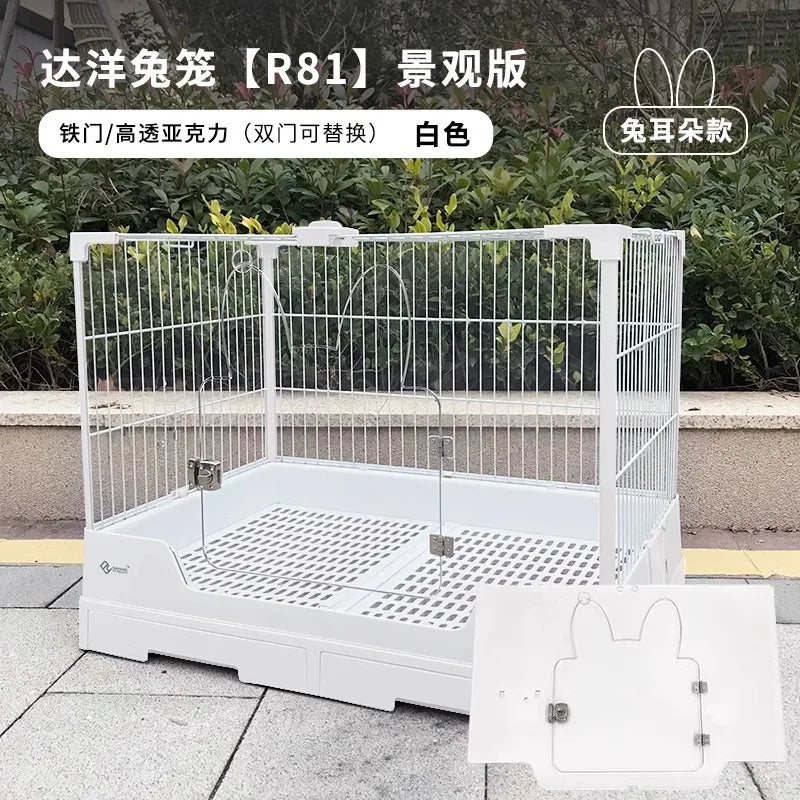Rabbit Cage with Double Drawers, Urine-Proof, Extra-Large Acrylic Landscape Cage for Home Use