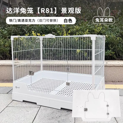 Rabbit Cage with Double Drawers, Urine-Proof, Extra-Large Acrylic Landscape Cage for Home Use
