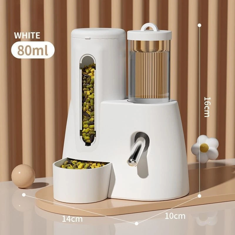 Hamster Water Feeder Small Animal Automatic Dispenser Drinking Water Bottle Bowls Dish with Food Container for Guinea Pig Rat