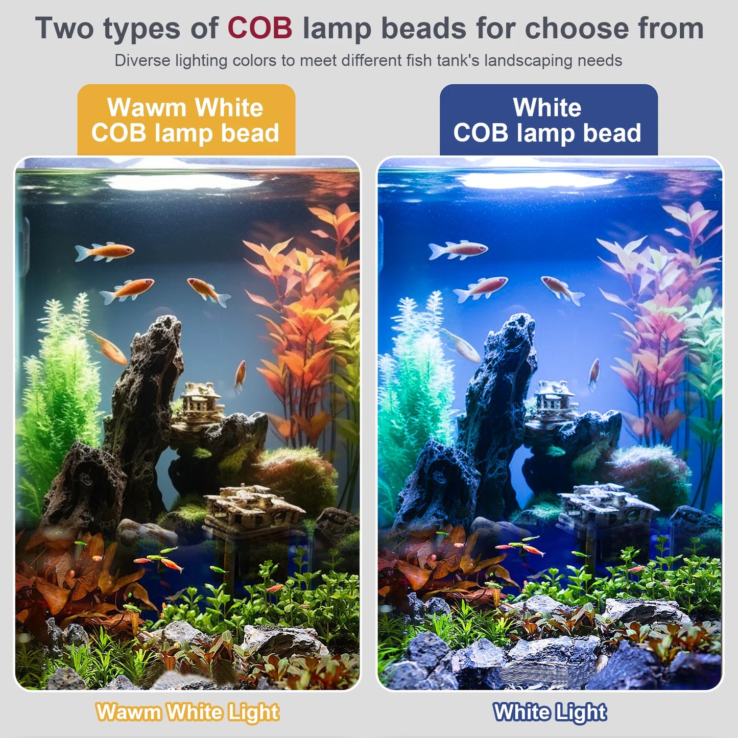 LED Aquarium Light For Fish Tank Plants Grow Light 10W/20W/30W  Freshwater Aquatic Plant Lighting Plant Growing Lamp 3000K/6000K