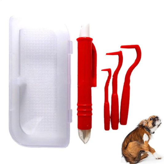 4pcs Tick Remover Tools Set for Dogs, Tweezers, Flea Remover, Comb Lice Supplies, Cat, Pet, Human Horse Tick Removal Supplies