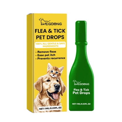 Pet Flea & Tick Drops Effectively Drive Away Fleas Mites Improve Pet Skin Healthy Relieve Itching Discomfort Pet Skin Care Agent