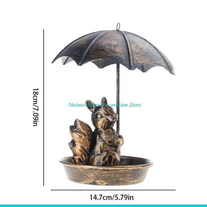 H7BF Outdoor Bird Feeders Iron Construction With Canopys Cover Animal Theme Decorative Piece For Backyard Nature Lover