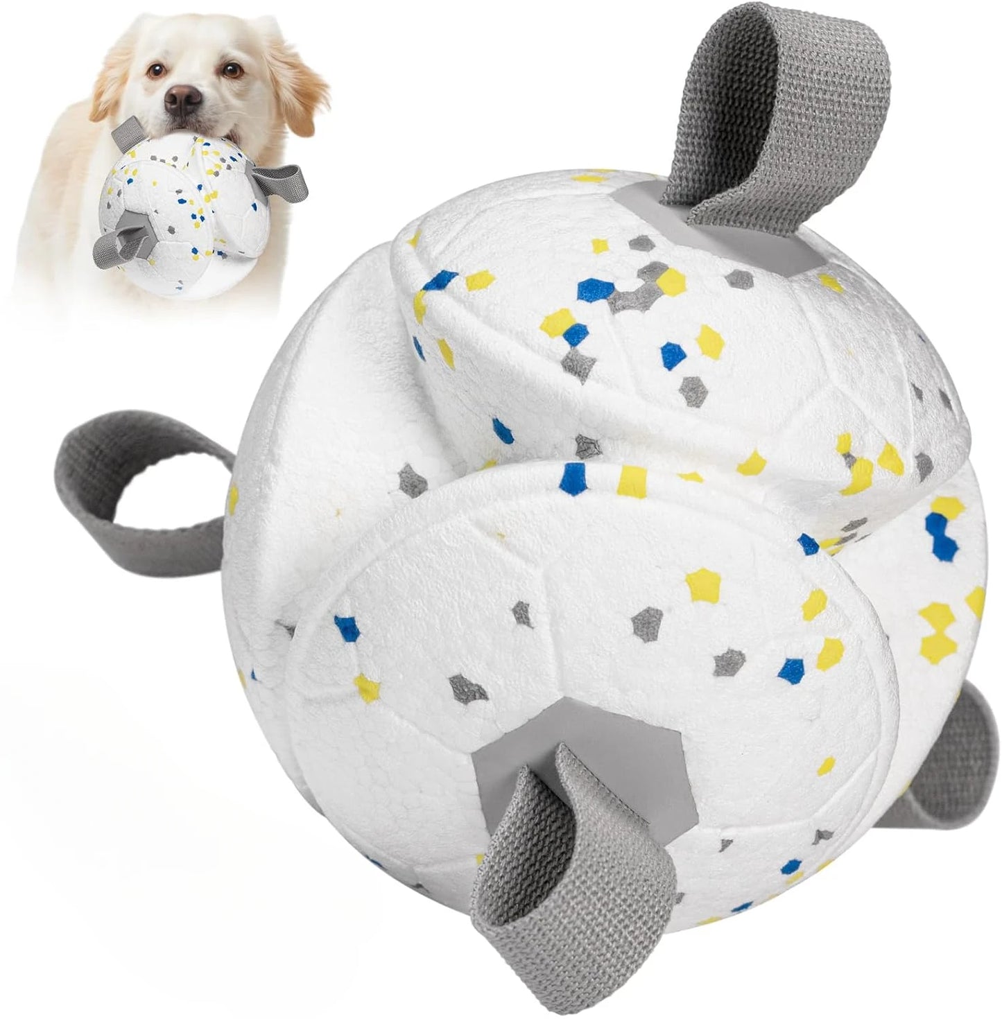 Dog Soccer Chew Toy with Rope - Durable Interactive Fetch Ball for Puppy, Pet Tug-of-War Training Toy, Teeth Cleaning Bite Resis