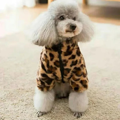 Dog Clothes Small Dog Autumn Winter Coat Leopard Print Fur and Fleece Thermals Puppy Apparels Warm Dog´s Sweater Cute Products