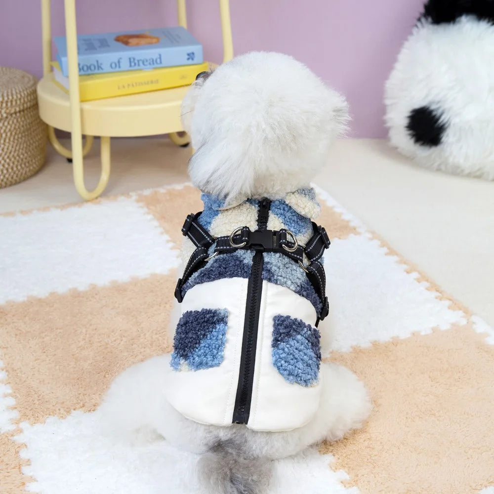 Dog Apparel Warm Dog Jacket Thickened Reflective Vest Dog Vest Built-In Chest Straps Comfortable Puppy Coat Outdoor Use