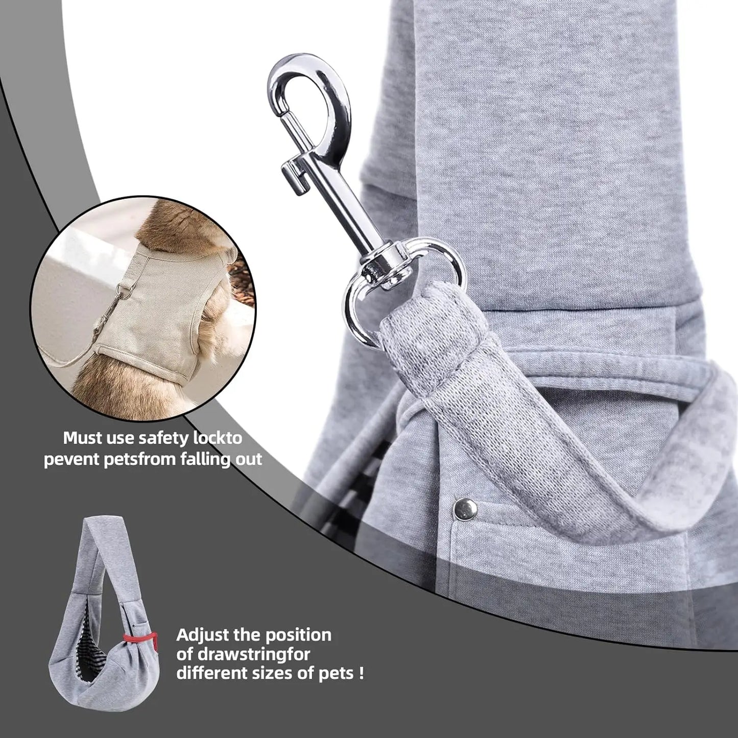 Dog Carrier Sling - Hand-Free Dog Carriers for Small Dogs and Cats, Puppy Sling Carrier Purse Pocket, Travel Safety Harness