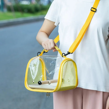 Portable Bird Carrier Bag Folding Wooden Stand Travel Bird Cage Large Capacity Clear Window Bird Transport Cage Pet Supplies