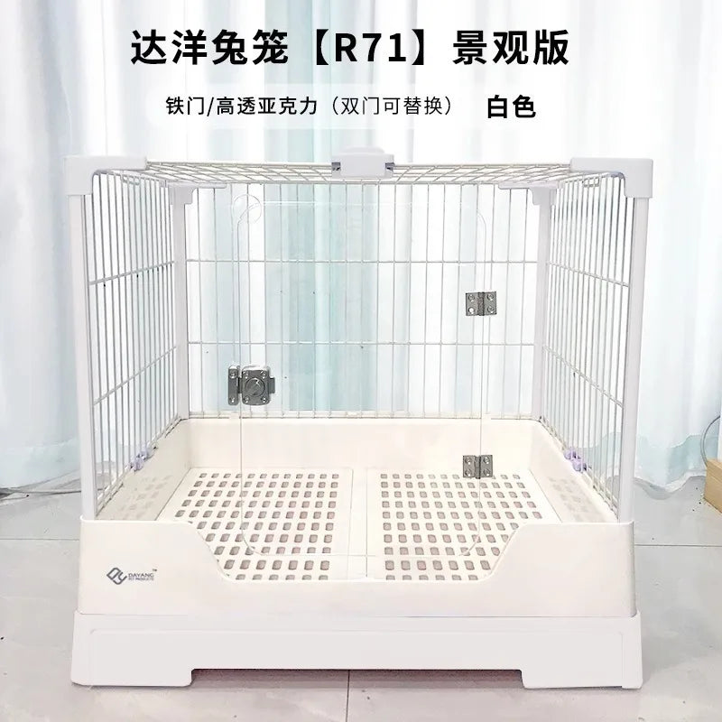 Rabbit Cage with Double Drawers, Urine-Proof, Extra-Large Acrylic Landscape Cage for Home Use