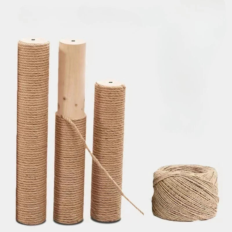 Cat Scratching Post Tree Shape Sisal Solid Wood DIY Kitten Climbing Frame Replacement Column Accessories Furniture Pet Toy