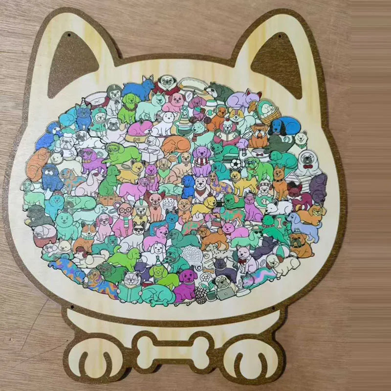 New DIY Dog Puzzle Fun Wooden Educational Toys Dog Animal Decompression Handmade Assembled Toy Gift For Children and Adults