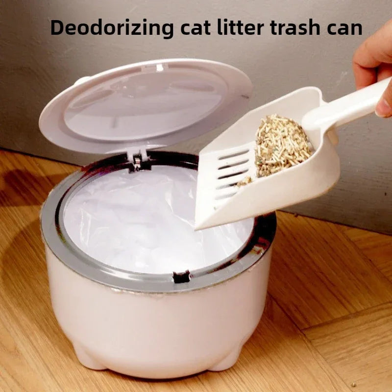 Small Pet Trash Can Pet-proof Cat Litter Cleaning Trash Can with Lid Deodorizing Dog Supplies