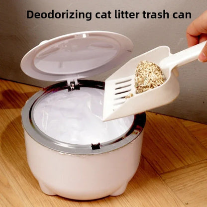 Small Pet Trash Can Pet-proof Cat Litter Cleaning Trash Can with Lid Deodorizing Dog Supplies