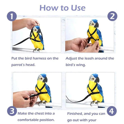 Training Flying Traction Rope Anti-Bite Training Rope Bird Leash Parrot Flying Rope Parrot Harness Bird Harness Leash
