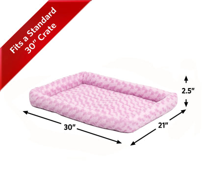 Quiettime Midwest Padded Bolster Dog Bed, Pink, 30"L X 21"W X 2.50"H