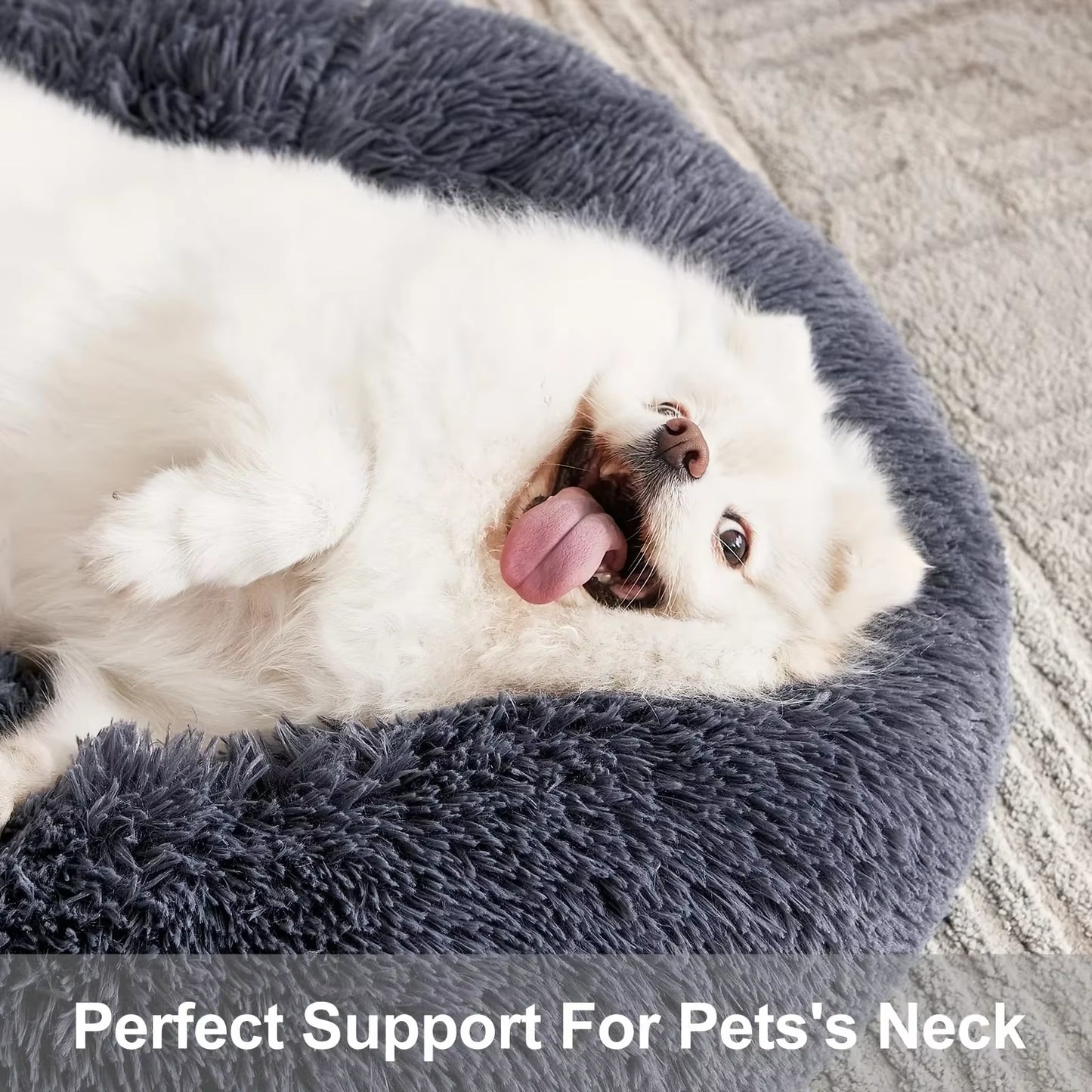 Round Pet Bed for Large,Medium and Small Dogs House Bed Soft Cats Bed Long Plush Dog House for Dogs House Winter Warm Sleeping